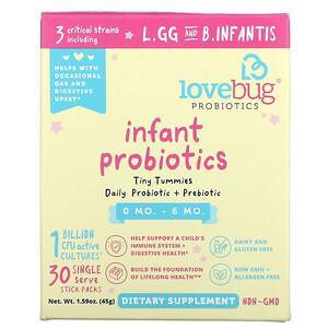 LoveBug Probiotics, Infant Probiotics, 0-6 Months, 1 Billion CFU, 30 Single Stick Packs, 0.05 oz (1.5 g) Each - HealthCentralUSA