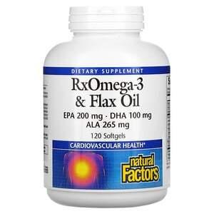 Natural Factors, RxOmega-3 & Flax Oil, 120 Softgels - HealthCentralUSA