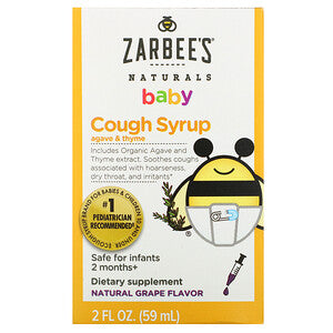Zarbee's, Baby, Cough Syrup, Agave & Thyme, Natural Grape Flavor, 2 fl oz (59 ml)