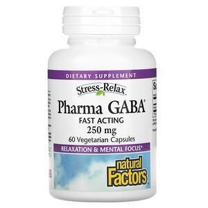 Natural Factors, Stress-Relax, Pharma GABA, 250 mg, 60 Vegetarian Capsules - HealthCentralUSA