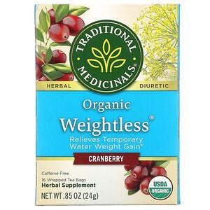Traditional Medicinals, Organic Weightless, Cranberry, Caffeine Free, 16 Wrapped Tea Bags, .85 oz (24 g) - HealthCentralUSA