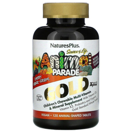 Nature's Plus, Source of Life, Animal Parade Gold, Children's Chewable Multi-Vitamin & Mineral Supplement, Natural Assorted Flavors, 120 Animal-Shaped Tablets - HealthCentralUSA