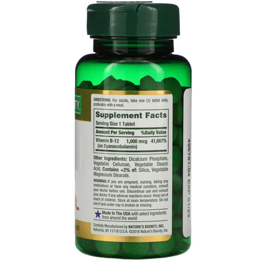 Nature's Bounty, B-12, 1,000 mcg, 200 Coated Tablets - HealthCentralUSA