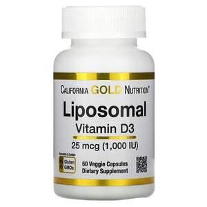 California Gold Nutrition, Liposomal Vitamin D3, 25 mcg (1,000 IU ), 60 Veggie Capsules - HealthCentralUSA