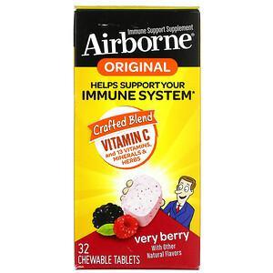 AirBorne, Original Immune Support Supplement, Very Berry, 32 Chewable Tablets - HealthCentralUSA