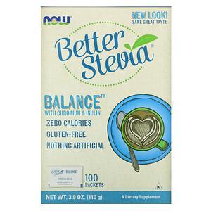 Now Foods, Better Stevia, Balance with Chromium & Inulin, 100 Packets, (1.1 g) Each - HealthCentralUSA