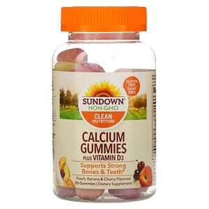 Sundown Naturals, Calcium Gummies, Plus Vitamin D3, Peach, Banana and Cherry Flavored, 50 Gummies - HealthCentralUSA