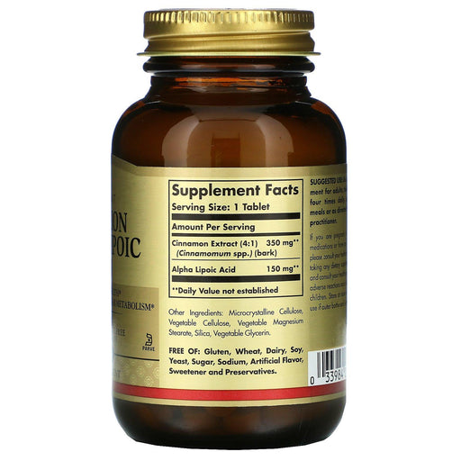 Solgar, Cinnamon Alpha Lipoic Acid, 60 Tablets - HealthCentralUSA