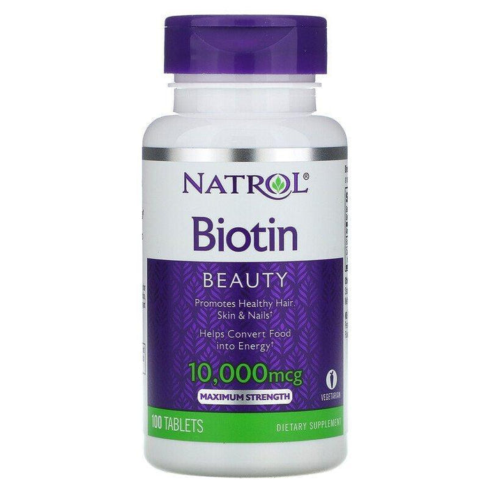 Natrol, Biotin, Maximum Strength, 10,000 mcg, 100 Tablets - HealthCentralUSA