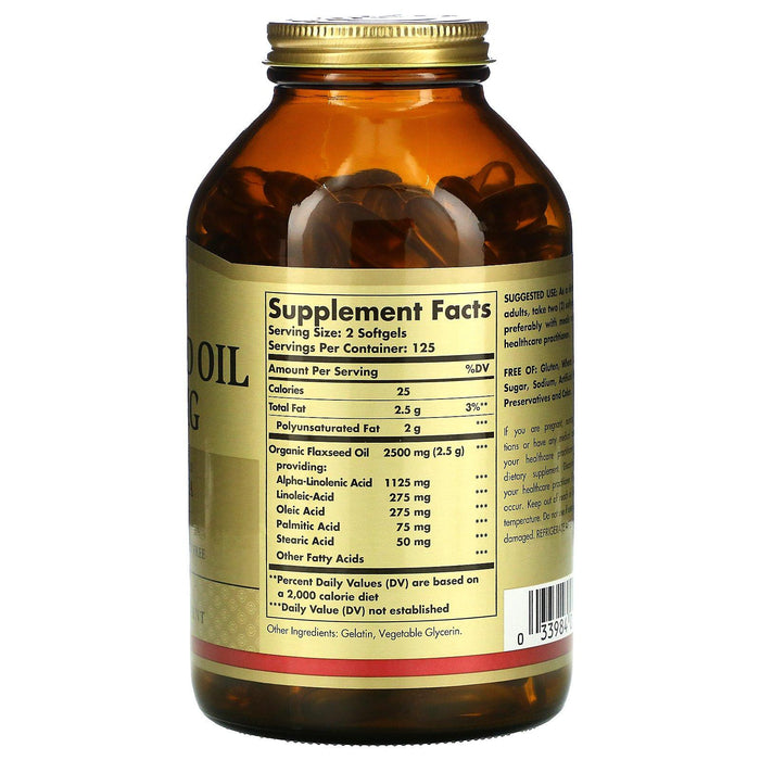 Solgar, Flaxseed Oil, 1,250 mg, 250 Softgels - HealthCentralUSA