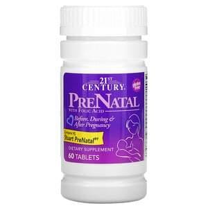 21st Century, PreNatal with Folic Acid, 60 Tablets - HealthCentralUSA