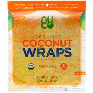 NUCO, Organic Coconut Wraps, Turmeric, 5 Wraps (14 g) Each - HealthCentralUSA