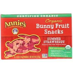 Annie's Homegrown, Organic Bunny Fruit Snacks, Summer Strawberry, 4 oz (115 g) - HealthCentralUSA