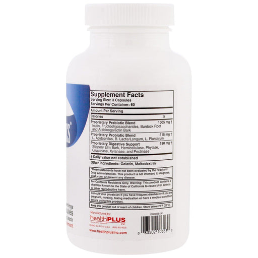 Health Plus, Prebiotic Formula, 500 mg, 180 Capsules - HealthCentralUSA