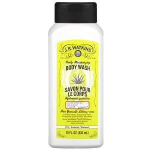 J R Watkins, Daily Moisturizing Body Wash, Aloe & Green Tea, 18 fl oz (532 ml) - HealthCentralUSA