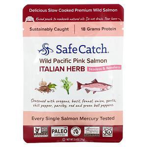 Safe Catch, Wild Pacific Pink Salmon, Italian Herb, 2.6 oz (74 g) - HealthCentralUSA