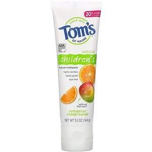 Tom's of Maine, Natural Children's Fluoride Toothpaste, Outrageous Orange Mango, 5.1 oz (144 g) - HealthCentralUSA