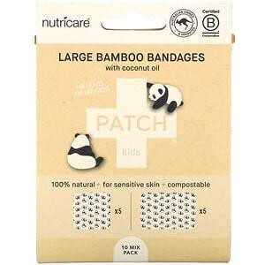 Patch, Kids, Large Bamboo Bandages with Coconut Oil, Panda, 10 Mix Pack - HealthCentralUSA