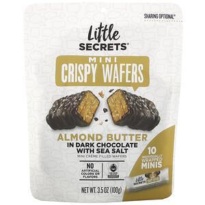 Little Secrets, Mini Crispy Wafers, Almond Butter in Dark Chocolate with Sea Salt, 10 Individually Wrapped Minis, 3.5 oz (100 g) - HealthCentralUSA