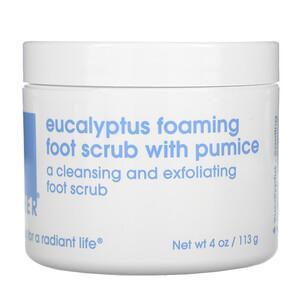 Lather, Eucalyptus Foaming Foot Scrub with Pumice, 4 oz (113 g) - HealthCentralUSA