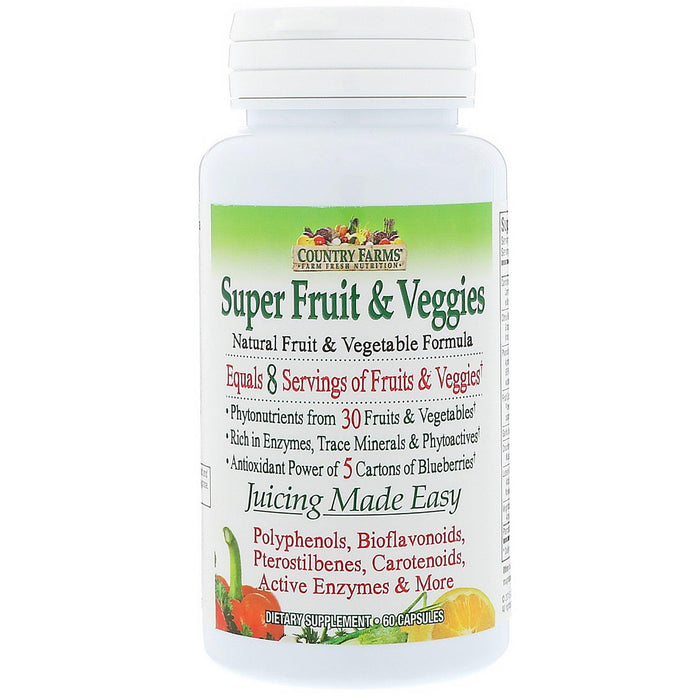 Country Farms, Super Fruit & Veggies, Natural Fruit & Vegetable Formula, 60 Capsules - HealthCentralUSA