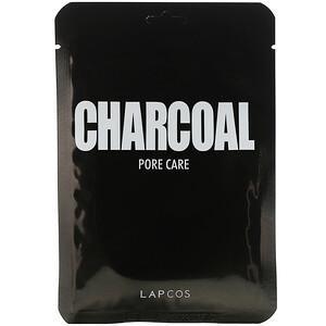Lapcos, Daily Beauty Skin Mask Charcoal, Pore Care, 5 Sheets, 0.84 fl oz (25 ml) Each - HealthCentralUSA