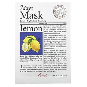 Ariul, 7 Days Beauty Mask, Lemon, 1 Sheet Mask, 0.7 oz (20 g) - HealthCentralUSA