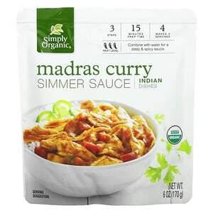 Simply Organic, Madras Curry Simmer Sauce, Indian Dishes, 6 oz (170 g) - HealthCentralUSA