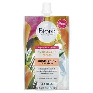 Biore, Brightening Clay Beauty Mask, Yuzu Lemon + Papaya, 1.69 oz (47 g) - HealthCentralUSA