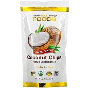 California Gold Nutrition, Coconut Chips, Sweetened, 2.96 oz (84 g) - HealthCentralUSA