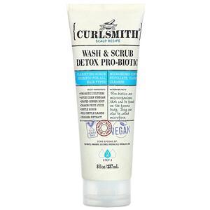 Curlsmith, Wash & Scrub Detox Pro-Biotic Shampoo, All Hair Types, Step 2, 8 fl oz (237 ml) - HealthCentralUSA