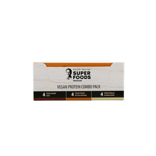 Dr. Murray's, Superfoods Protein Bars, Vegan Protein Combo Pack, 12 Bars, 2.05 oz (58 g) Each - HealthCentralUSA