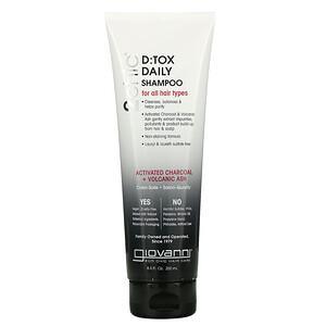Giovanni, 2chic, D:Tox Daily Shampoo, For All Hair Types, Activated Charcoal + Volcanic Ash, 8.5 fl oz (250 ml) - HealthCentralUSA