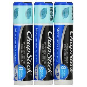 Chapstick, 2-In-1 Lip Care Skin Protectant, SPF 15, Cool Mint, 3 Sticks, 0.15 oz (4 g) Each - HealthCentralUSA