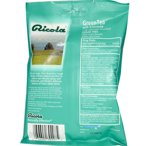 Ricola, Green Tea with Echinacea, Sugar Free, 19 Drops - HealthCentralUSA