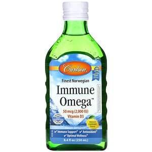 Carlson Labs, Immune Omega, Natural Lemon, 8.4 fl oz (250 ml) - HealthCentralUSA