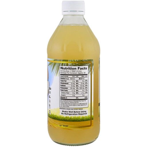 Dynamic Health Laboratories, Organic Coconut Vinegar with Mother, 100% Raw Vinegar, 16 fl oz (473 ml) - HealthCentralUSA