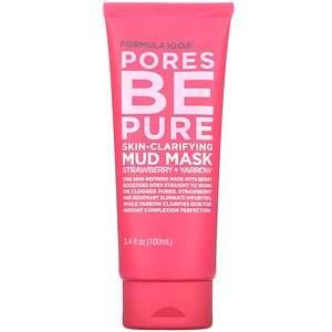 Formula 10.0.6, Pores Be Pure, Skin-Clarifying Mud Beauty Mask, Strawberry + Yarrow, 3.4 fl oz (100 ml) - HealthCentralUSA
