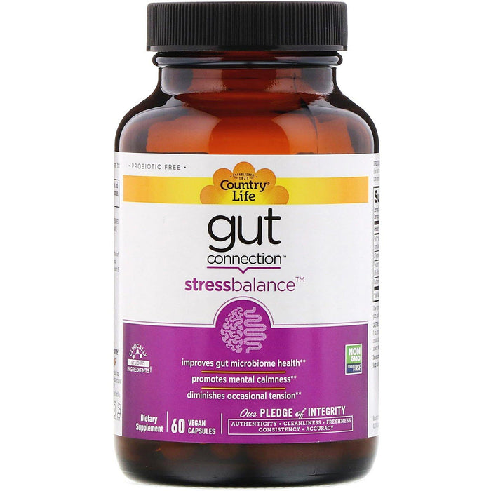 Country Life, Gut Connection, Stress Balance, 60 Vegan Capsules - HealthCentralUSA