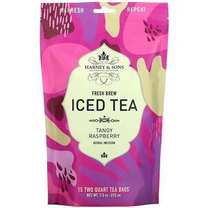 Harney & Sons, Fresh Brew Iced Tea, Tangy Raspberry Herbal Infusion, 15 Tea Bags, 7.5 oz (212 g) - HealthCentralUSA