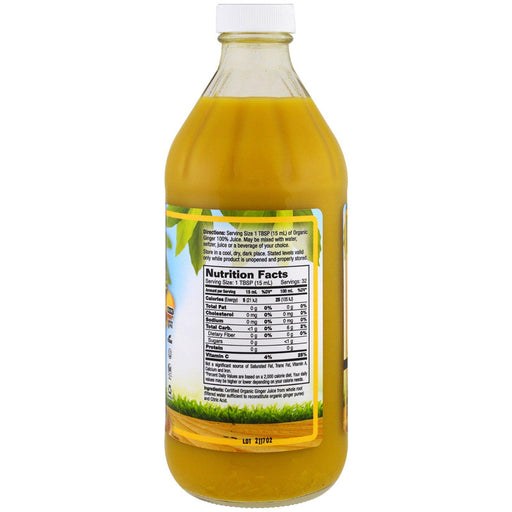 Dynamic Health Laboratories, Certified Organic Ginger, 100% Juice, Unsweetened, 16 fl oz (473 ml) - HealthCentralUSA