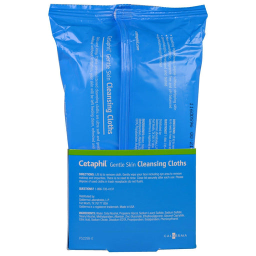 Cetaphil, Gentle Skin Cleansing Cloths, 25 Pre-Moistened Cloths, 5.0 x 7.9 (12 x 20 cm) - HealthCentralUSA