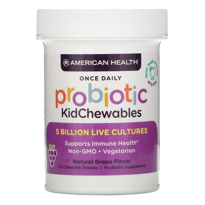 American Health, Probiotic KidChewables, Natural Grape Flavor, 5 Billion Live Culture, 30 Chewable Tablets - HealthCentralUSA