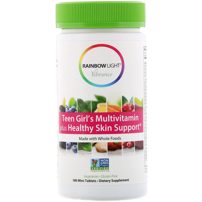 Rainbow Light, Vibrance, Teen Girl's Multivitamin plus Healthy Skin Support, 180 Mini-Tablets - HealthCentralUSA