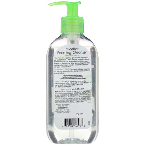 Garnier, SkinActive, Micellar Foaming Cleanser, All-in-1 Rinse Off, Combo/Oily Skin, 6.7 fl oz (200 ml) - HealthCentralUSA