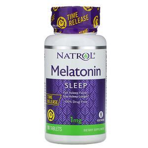 Natrol, Melatonin, Time Release, 1 mg, 90 Tablets - HealthCentralUSA