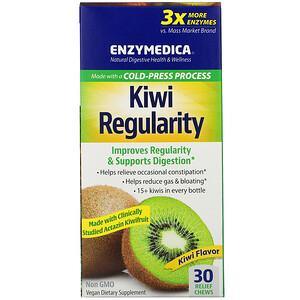 Enzymedica, Kiwi Regularity, Kiwi Flavor, 30 Relief Chews - HealthCentralUSA