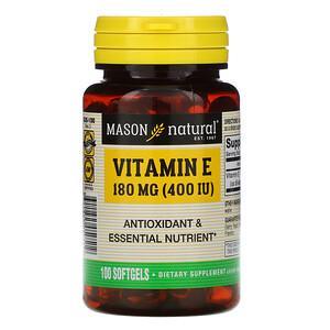 Mason Natural, Vitamin E, 180 mg (400 IU), 100 Softgels - HealthCentralUSA