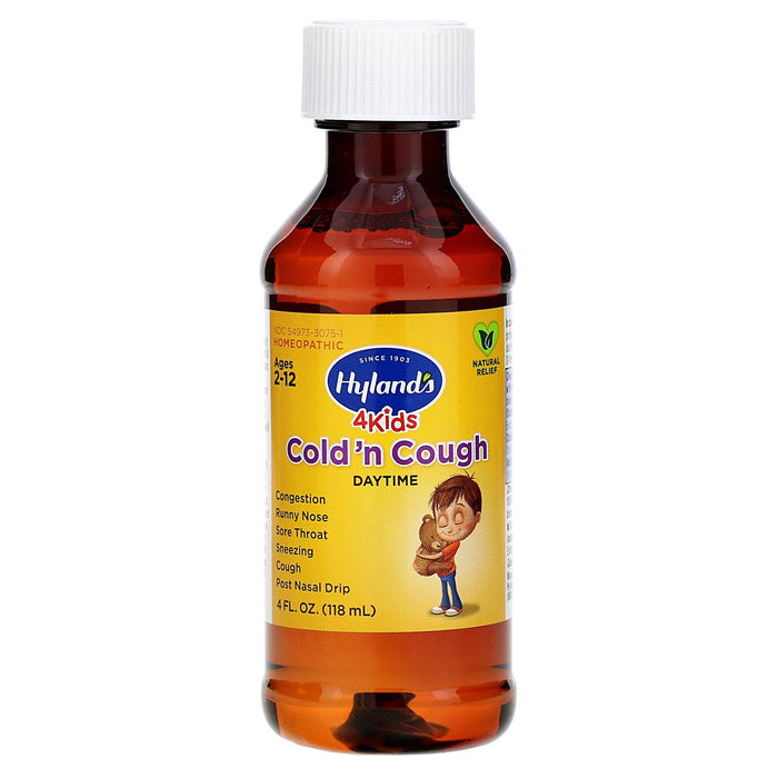 Hyland's, 4 Kids, Cold 'n Cough, Daytime, Ages 2-12, 4 fl oz (118 ml) - HealthCentralUSA