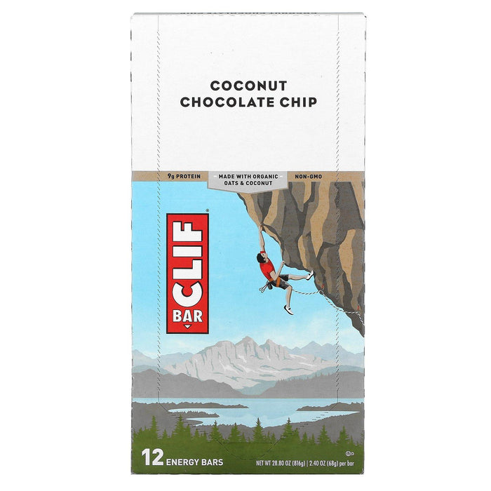 Clif Bar, Energy Bar, Coconut Chocolate Chip, 12 Bars, 2.40 oz (68 g) Each - HealthCentralUSA